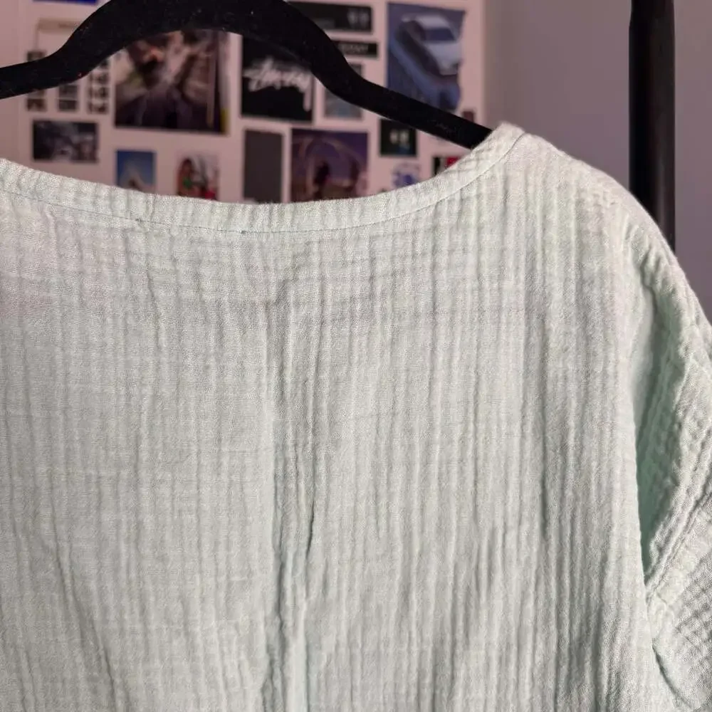 Eileen Fisher Crinkle Gauze Top Mint Green